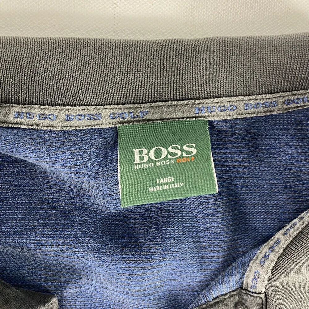 Hugo‎ Boss Polo Shirt Mens Large Blue Performance Italy Southpointe Golf Club